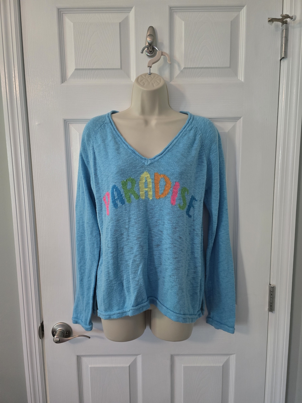 Lilly Pulitzer Sky Blue V-Neck 'PARADISE' Knit Pullover